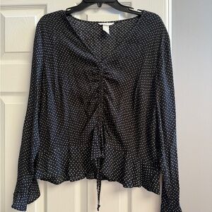 H&M Black and White Polka Dot Blouse Sz 10